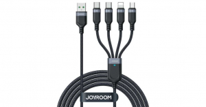 JOYROOM S-1T4018A18 C 4in1 USB-A --> 2xUSB-C / Lightning / Micro USB kábel 1.2m fekete